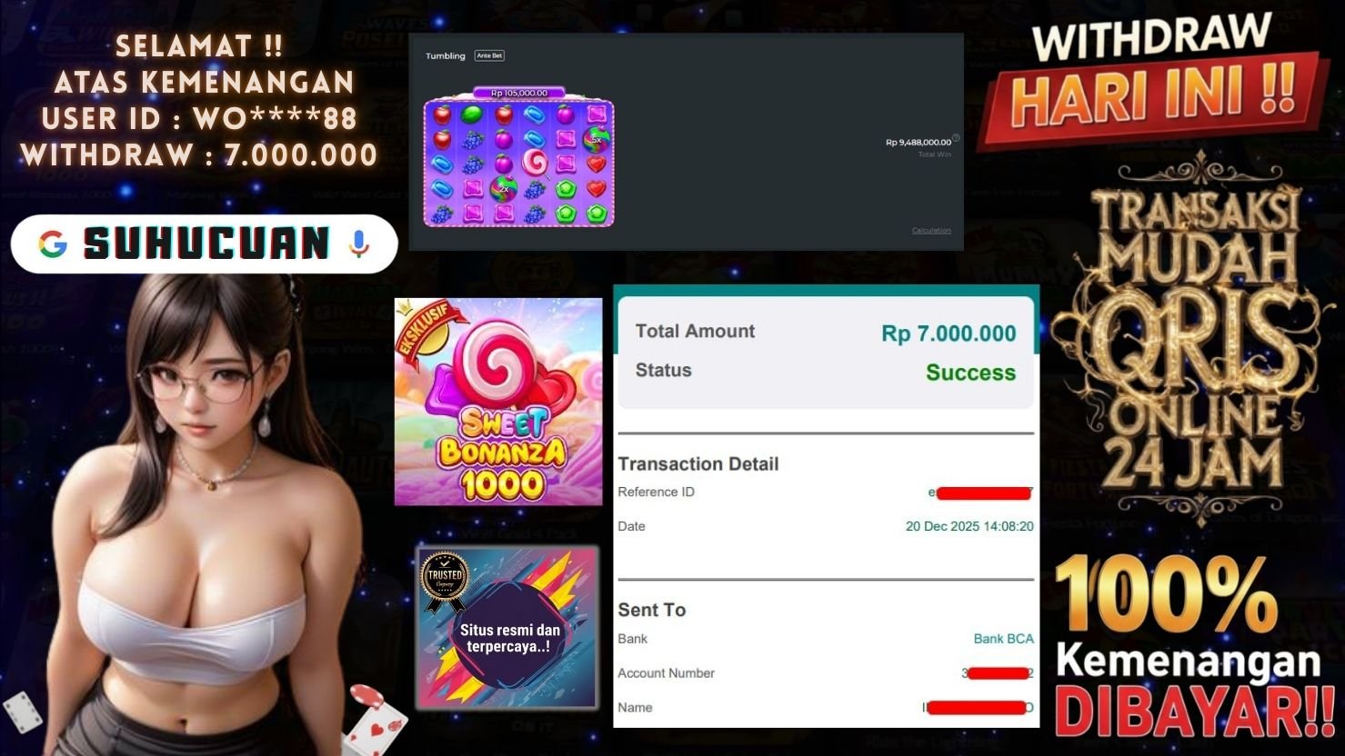SUHUCUAN JACKPOT SLOT SWEET BONANZA 1000